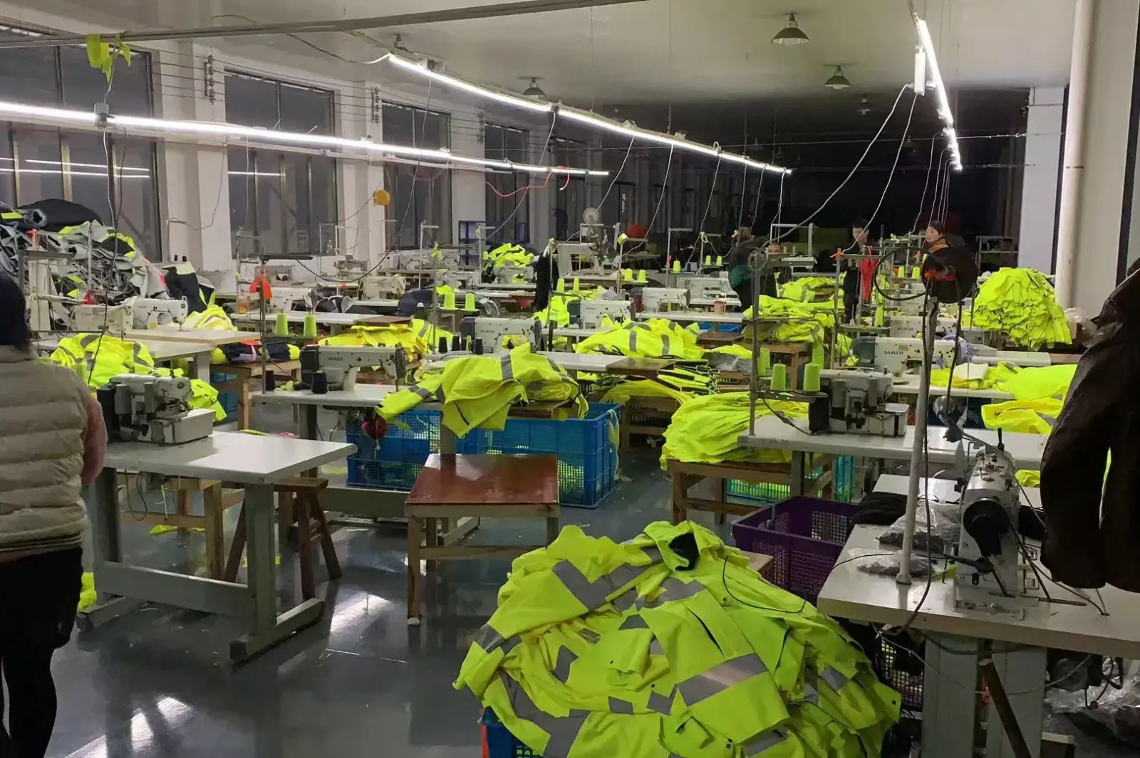 Factory floor producing custom safety vests