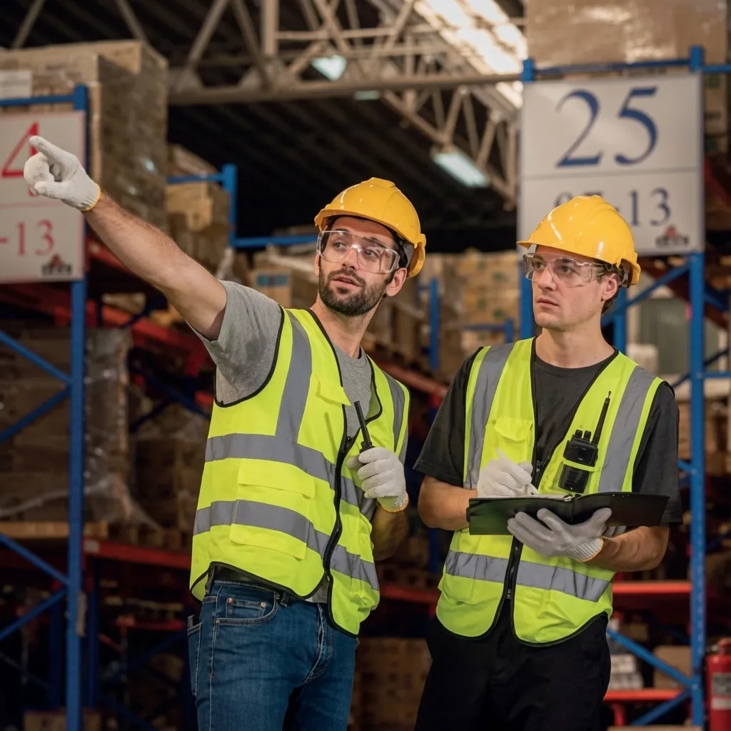 Construction crew wearing custom safety vests on site