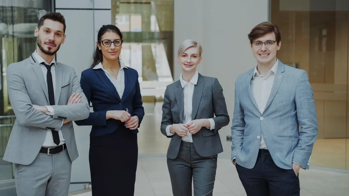 Corporate identity uniforms branded to a company palette